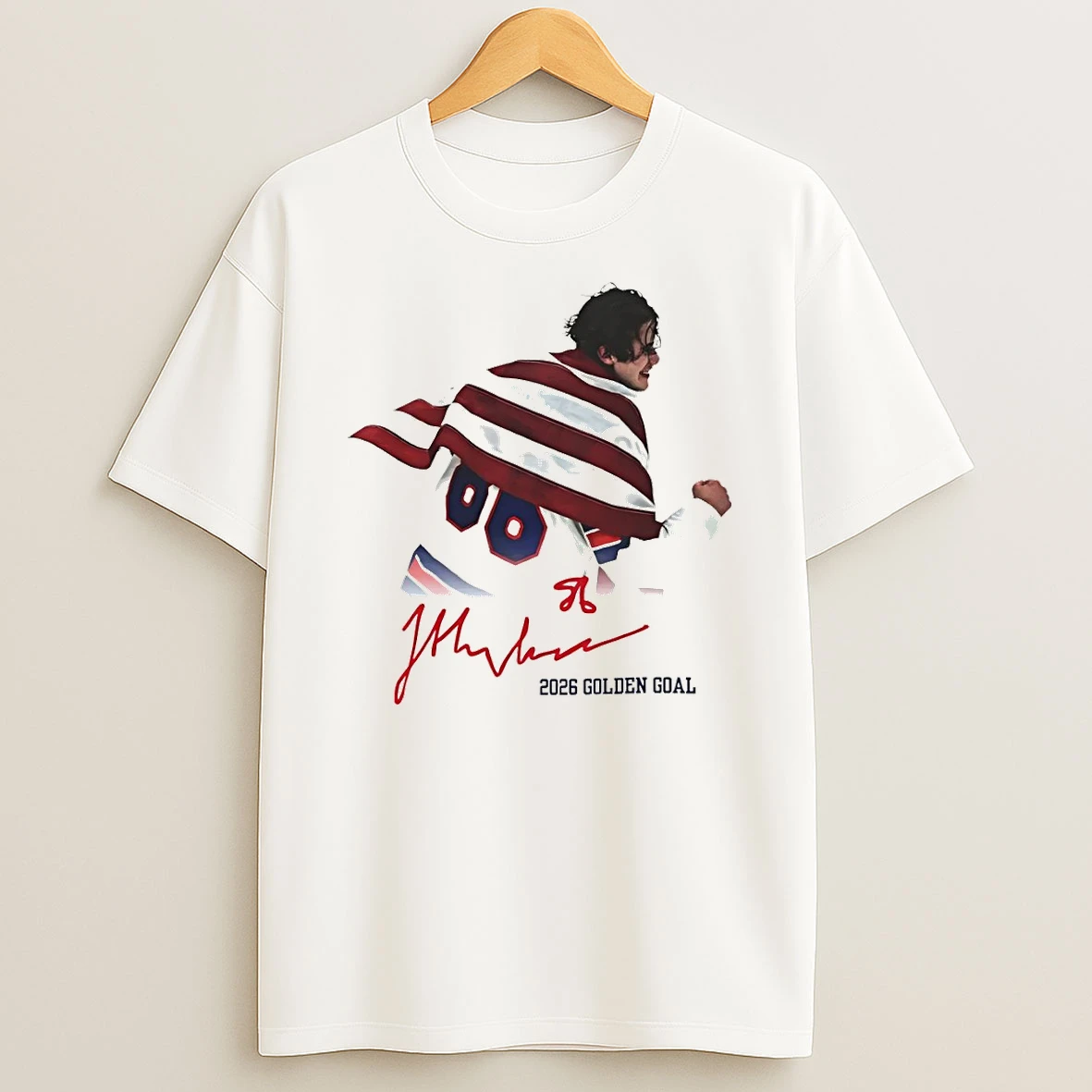 Jack Hughes Usa Hockey Golden Goal 2026 Hockey Olympic 2026 Milano Cortina Signature T Shirt