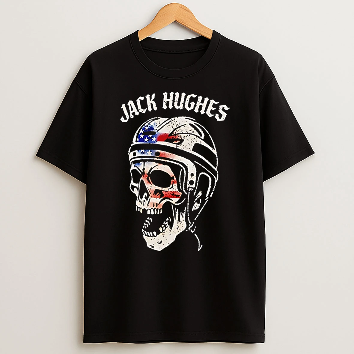 Jack Hughes Usa Hockey Skull T Shirt