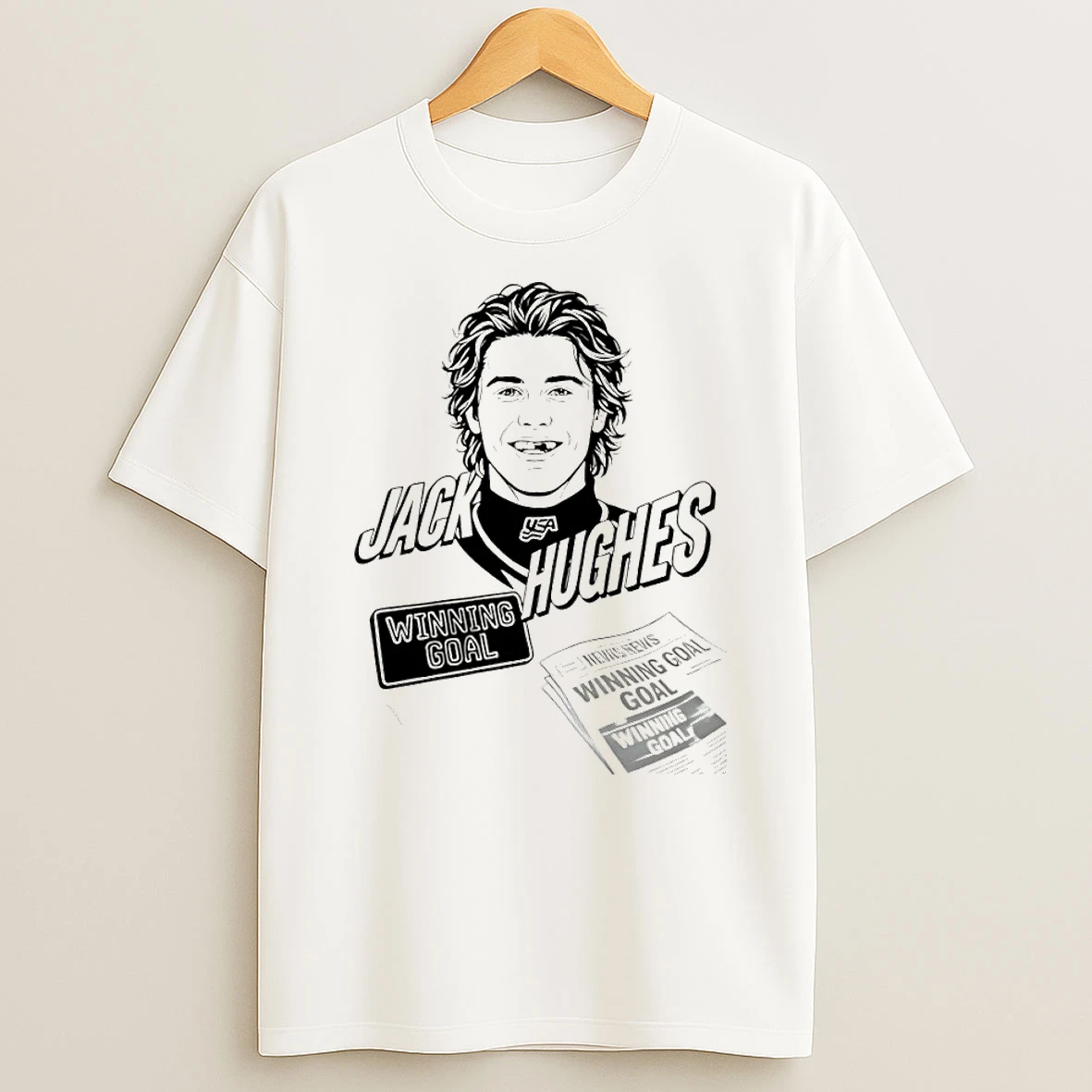 Jack Hughes Usa Hockey Winning Goal New Jersey Devils Star 2026 T Shirt