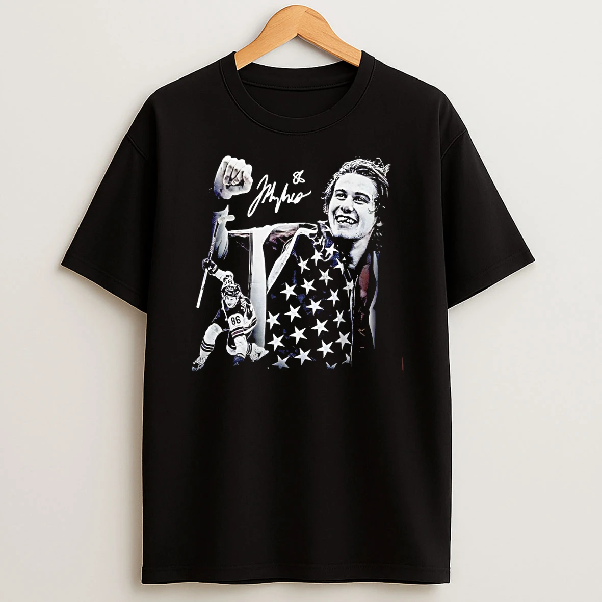 Jack Hughes Usa Olympic Gold Medal Hockey American Flag Vintage T Shirt