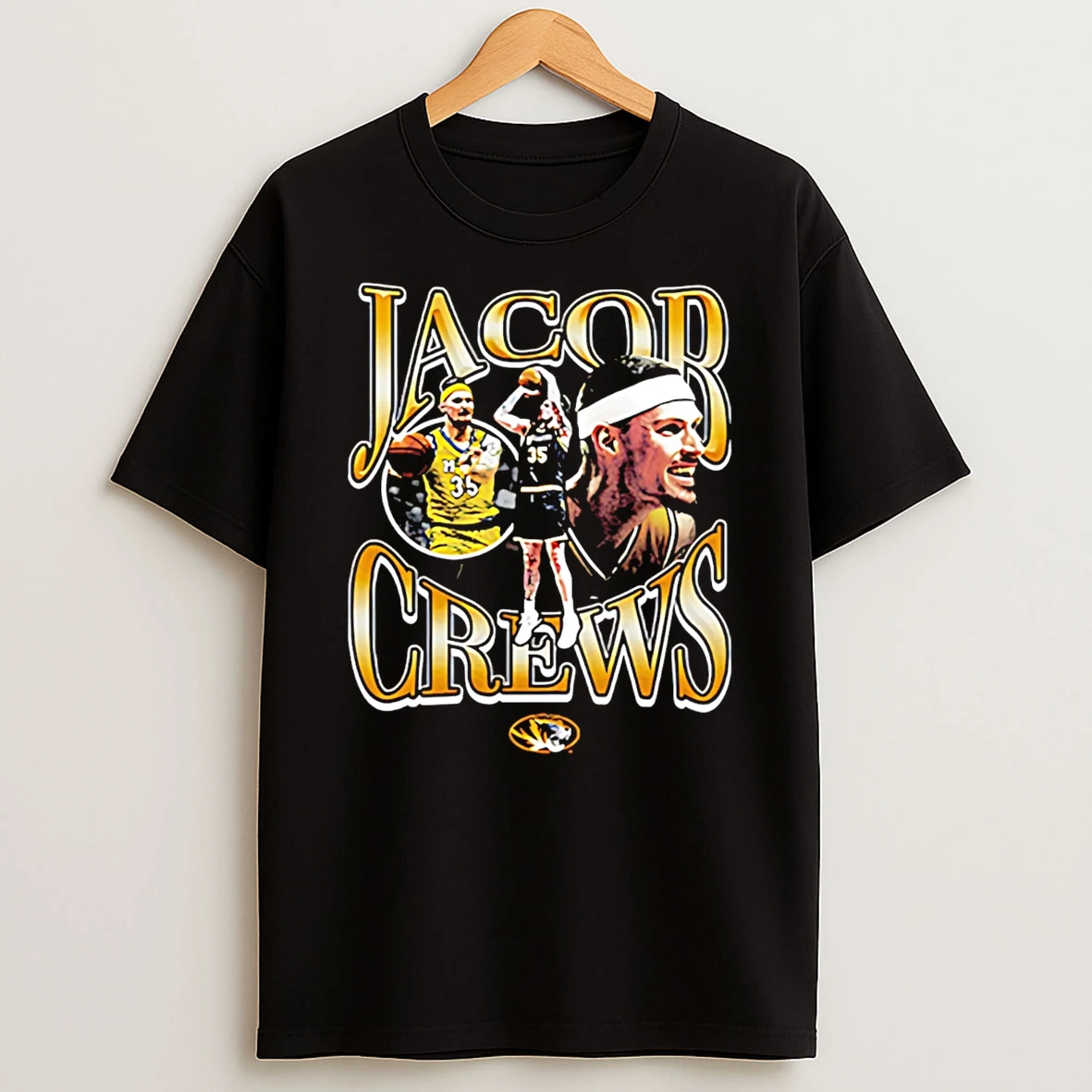 Jacob Crews Mizzou Tigers Basketball Player Collage T Shirt