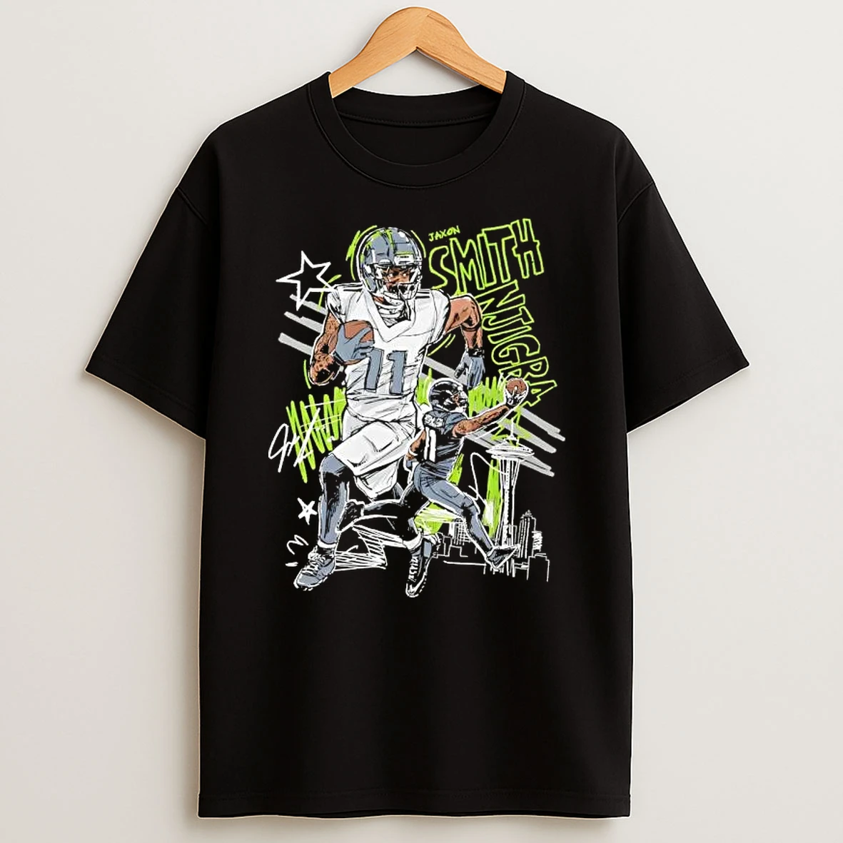 Jaxon Smith Njigba Seattle Seahawks Scribble Signature T Shirt