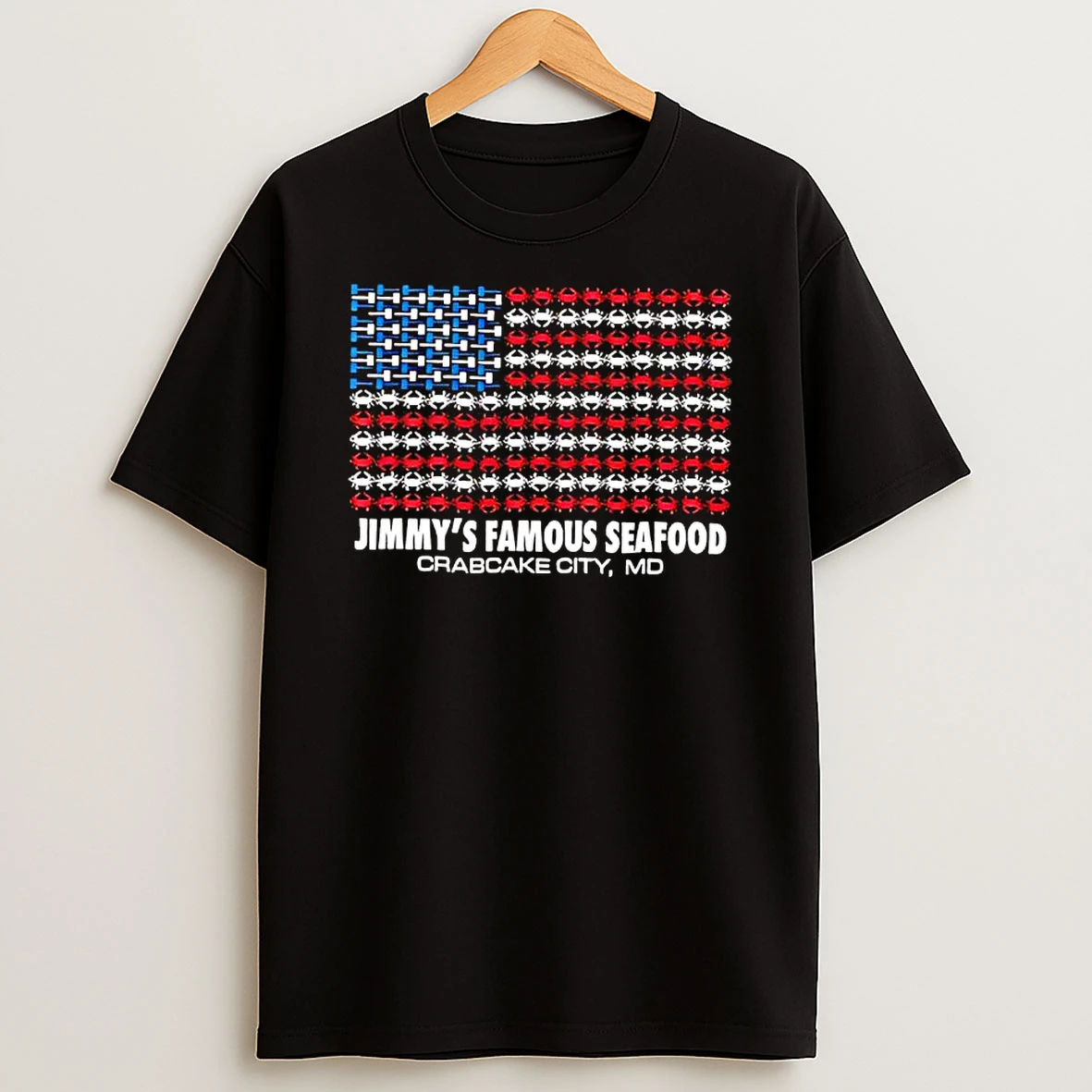 Jimmys Famous Seafood Crab Flag T Shirt