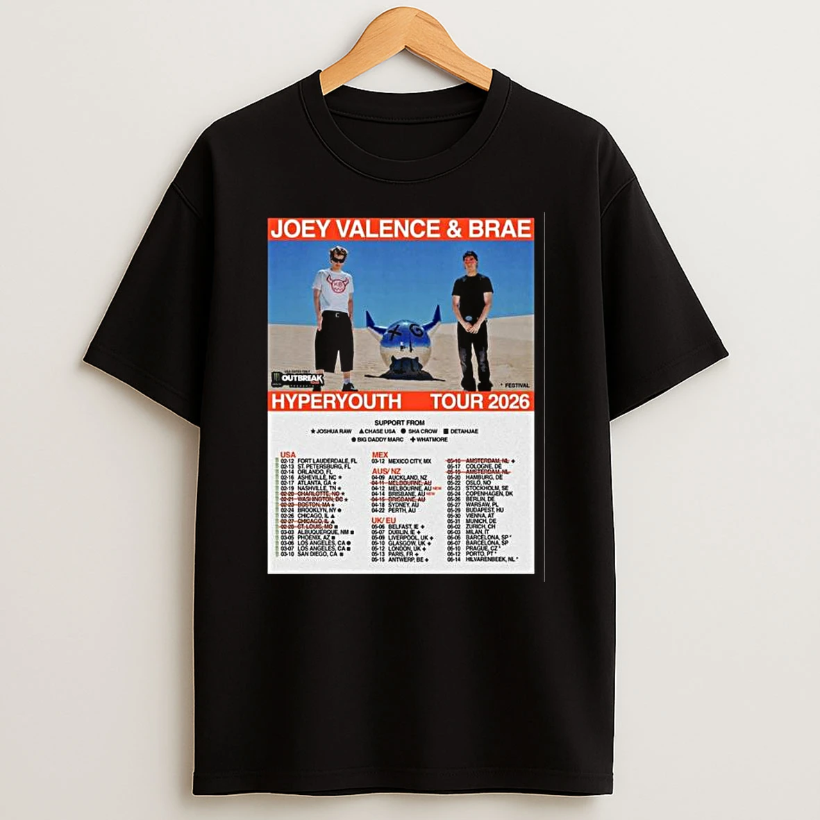 Joey Valence Brae Hyperyouth Tour 2026 T Shirt