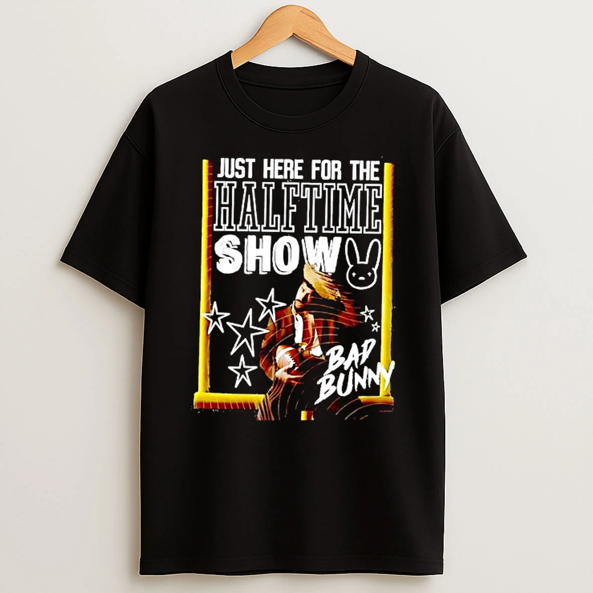 Just Here For The Halftime Show Bad Bunny Goal Post T Shirt