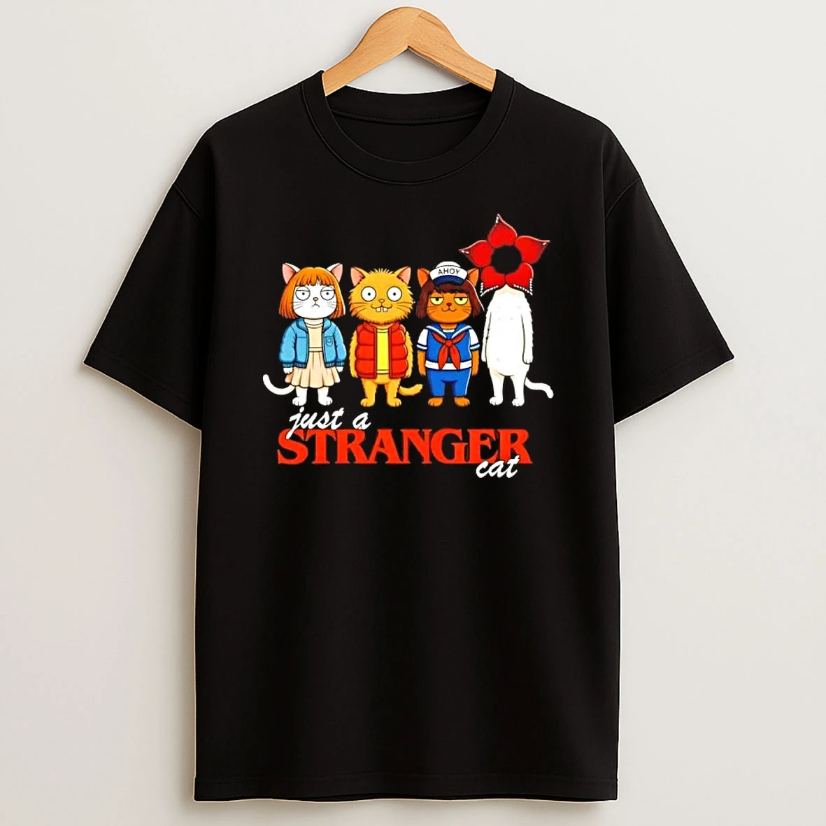 Just A Stranger Things Cat Cartoon T Shirt