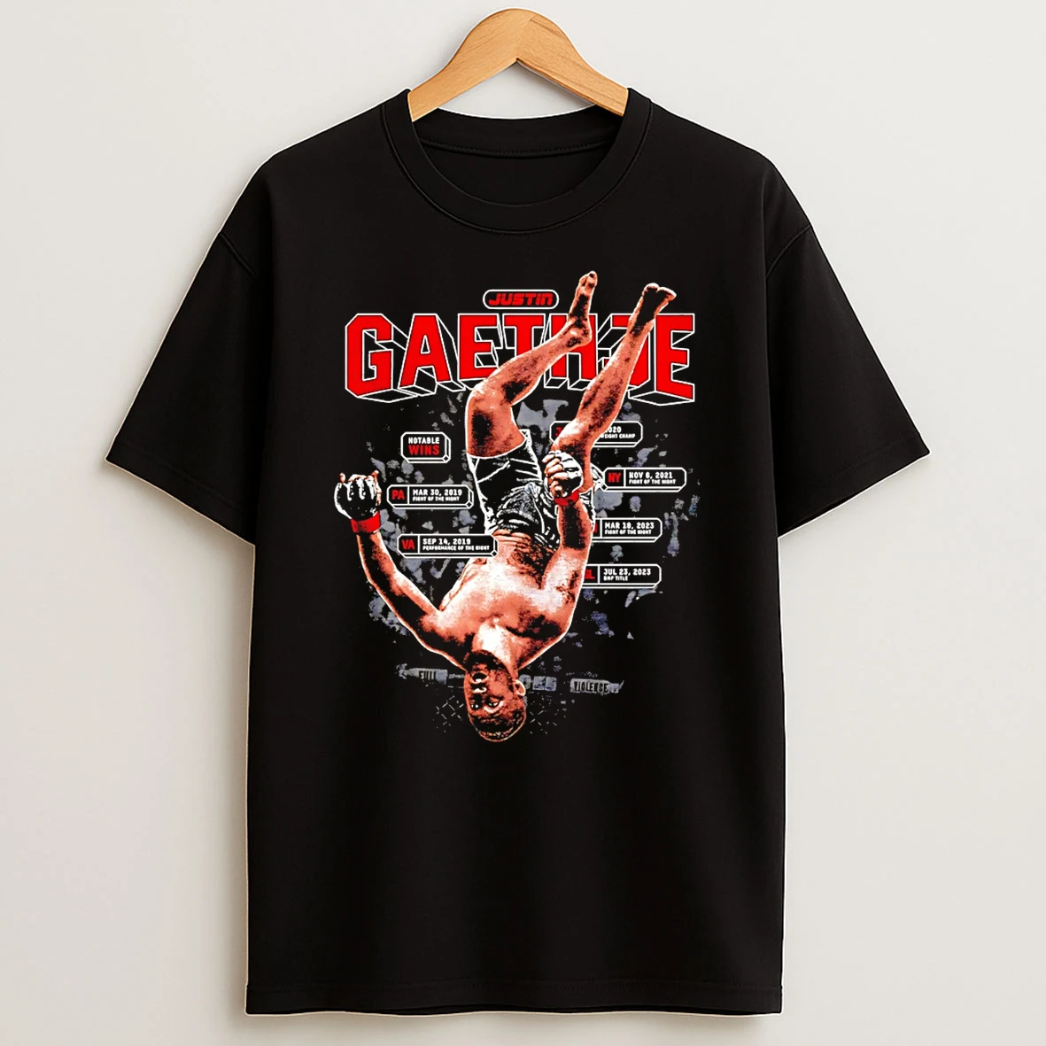 Justin Gaethje Collision Ahead Reverse Graphic T Shirt