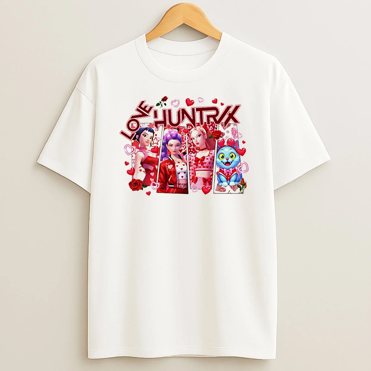 Kpop Demon Hunters Love Huntrix Heart Valentines Day 2026 T Shirt