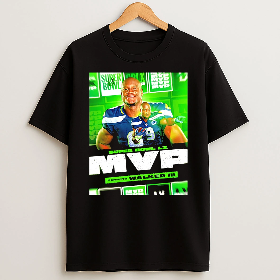 Kenneth Walker Iii Seattle Seahawks 2025 Super Bowl Lx Champions Mvp T Shirt