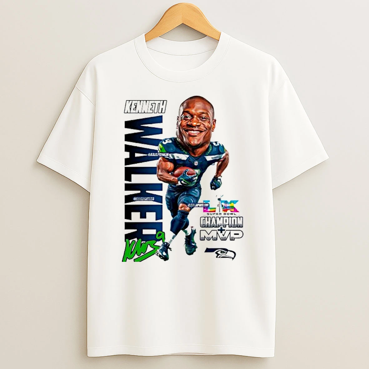 Kenneth Walker Iii Seattle Seahawks Champion Mvp Signature Graphic T Shirt