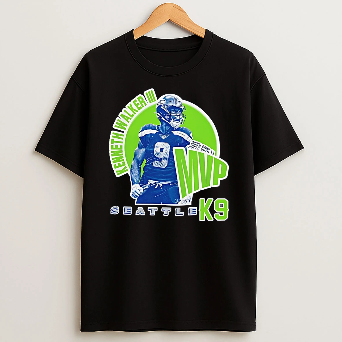Kenneth Walker Seattle Mvp Champions Football Graphic K9 T Shirt
