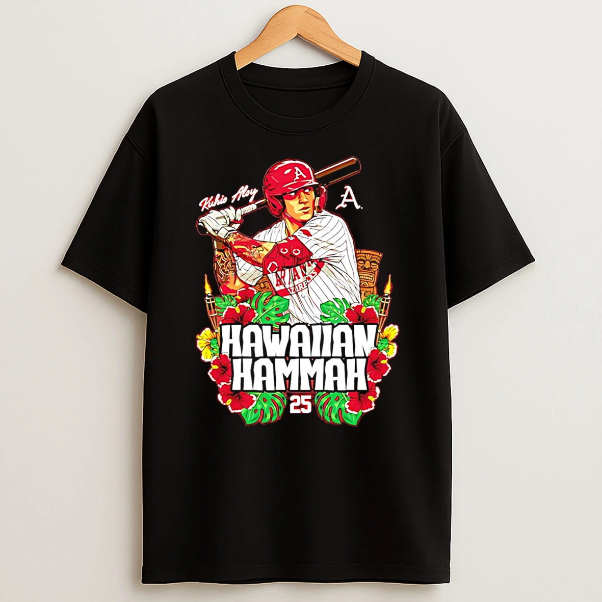 Kuhio Aloy Arkansas Baseball Ncaa Hawaiian Hammer Caricature T Shirt