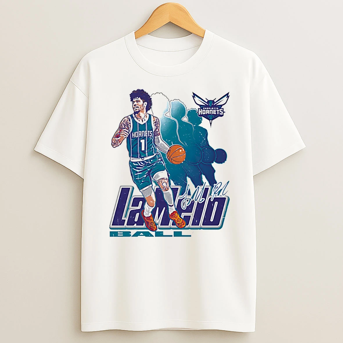 Lamelo Ball Charlotte Hornets Retro Signature T Shirt
