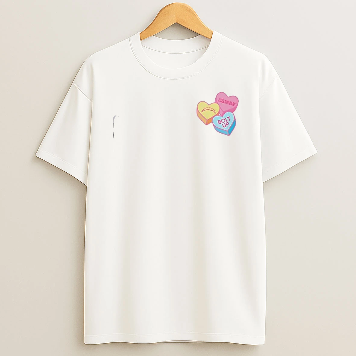 Los Angeles Chargers Bolt Up Candy Heart Valentines Day T Shirt