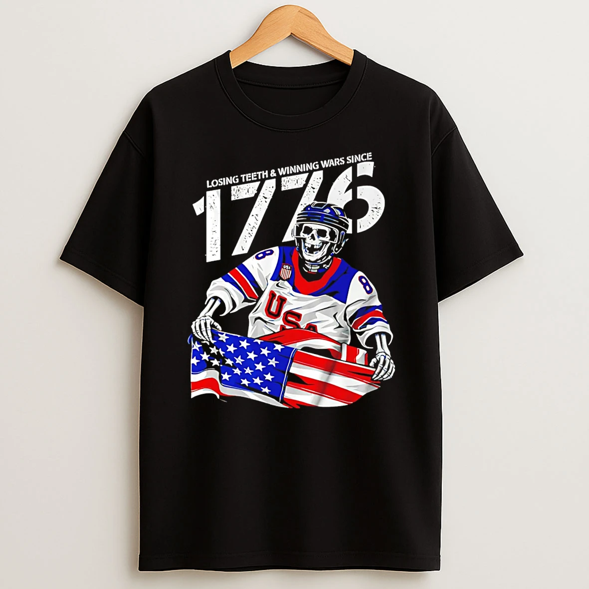 Losing Teeth And Winning Wars Since 1776 Jack Hughes Usa Hockey T Shirt