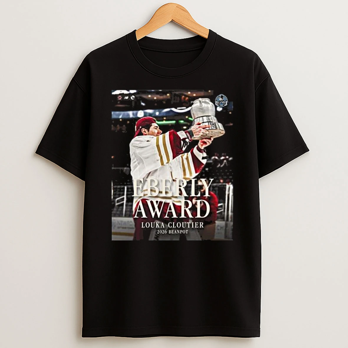 Louka Cloutier Bc Eagles Mens Hockey Win The Eberly Award Winner 2026 Beanpot T Shirt
