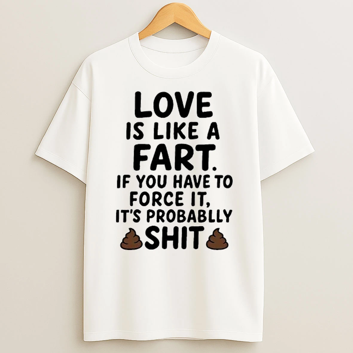 Love Is Like A Fart If You Have To Force It Its Probablly Shit T Shirt