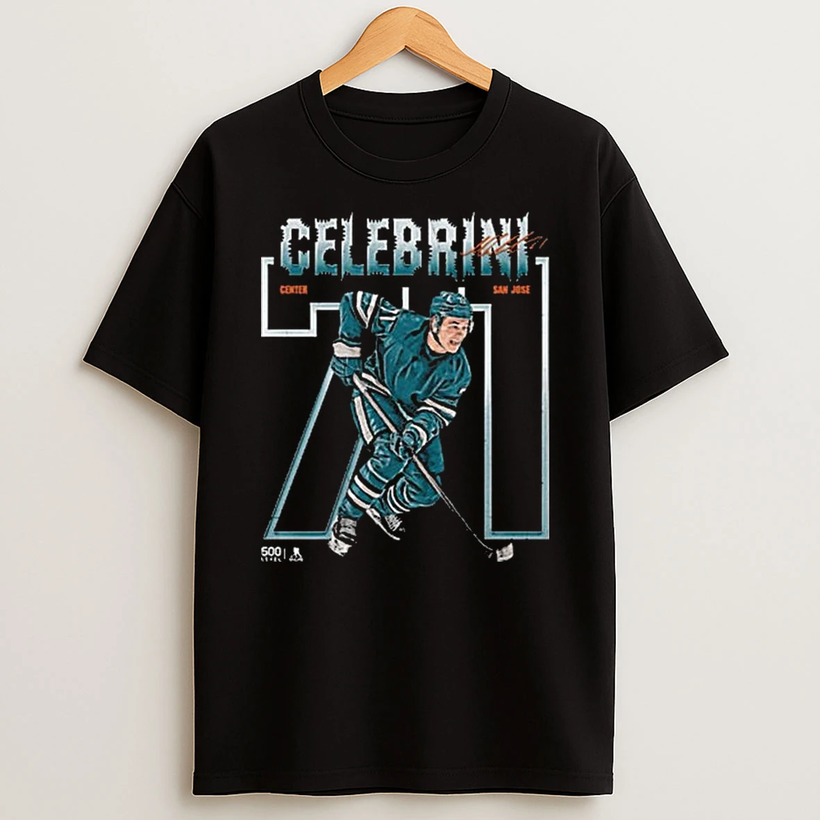 Macklin Celebrini San Jose Number Outline T Shirt