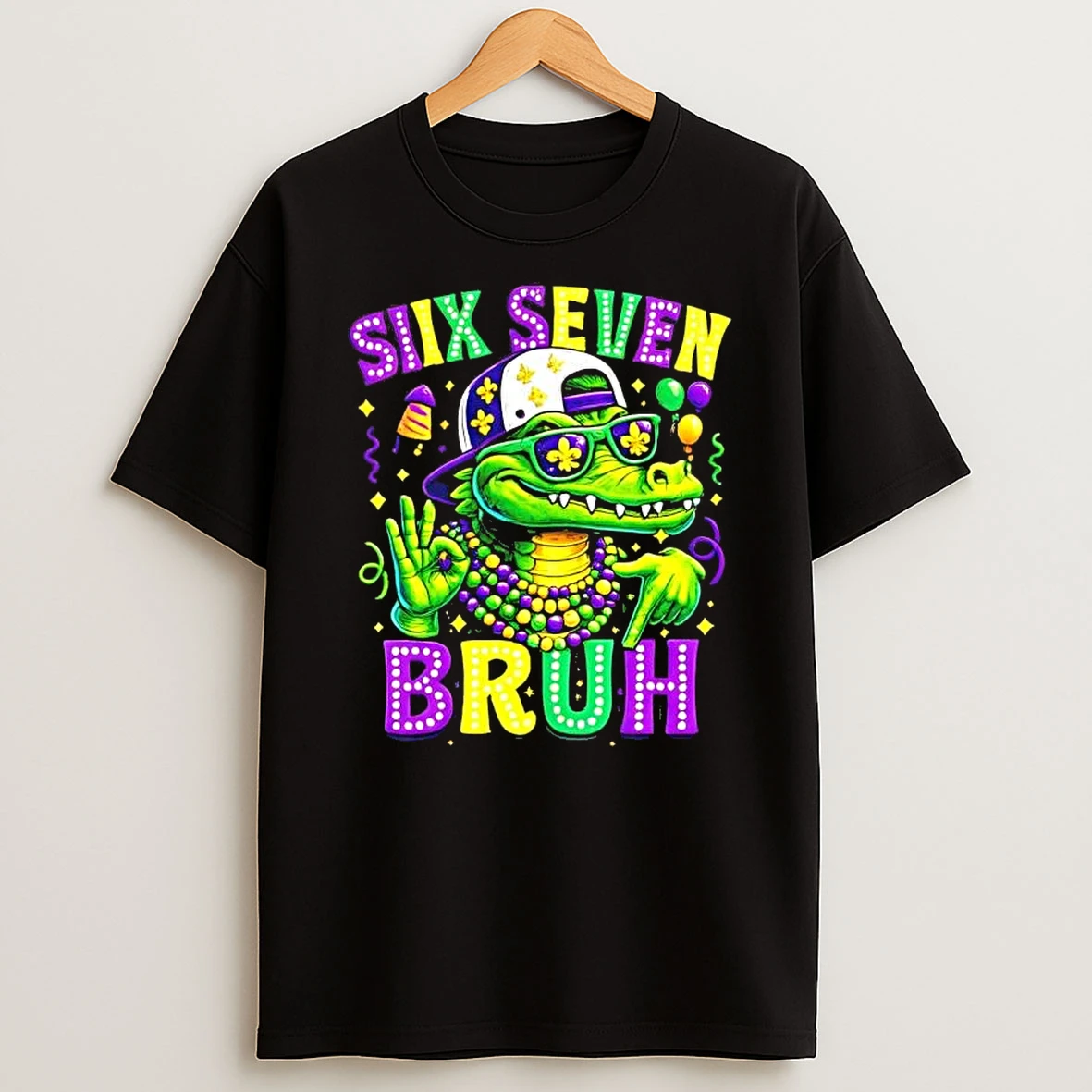 Mardi Gras 67 Six Seven Bruh Mardigator Alligator 6 7 T Shirt