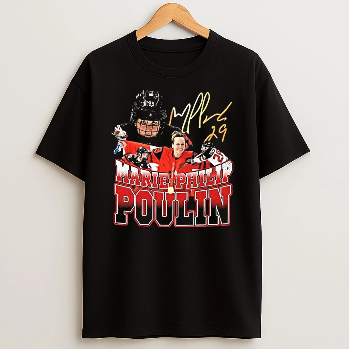 Marie Philip Poulin Womens Ice Hockey Bootleg Signature T Shirt