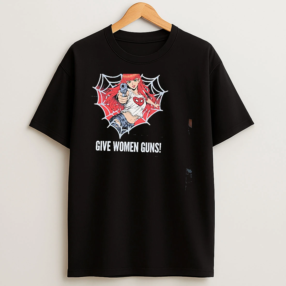 Mary Jane Watson Spider Man Face Mask Heart Give Women Guns T Shirt