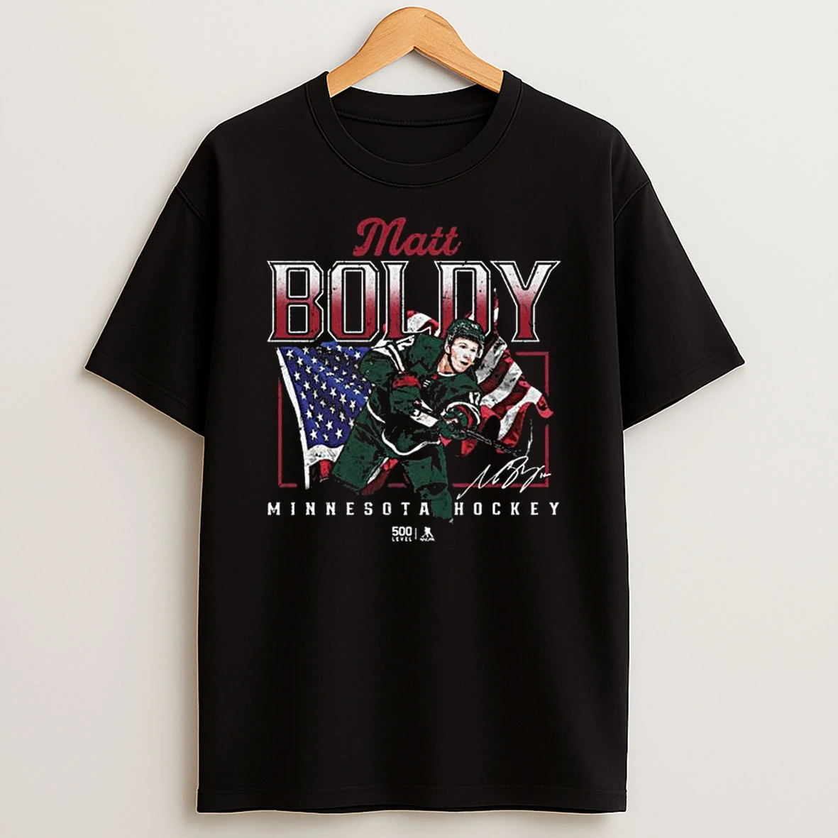 Matt Boldy Minnesota Usa Flag Signature T Shirt