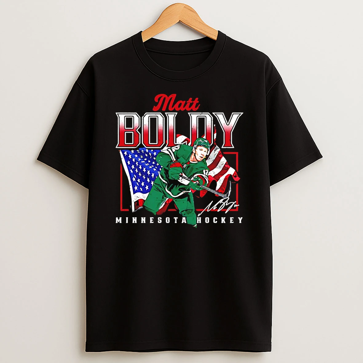 Matt Boldy Minnesota Wild Usa Flag Graphic T Shirt