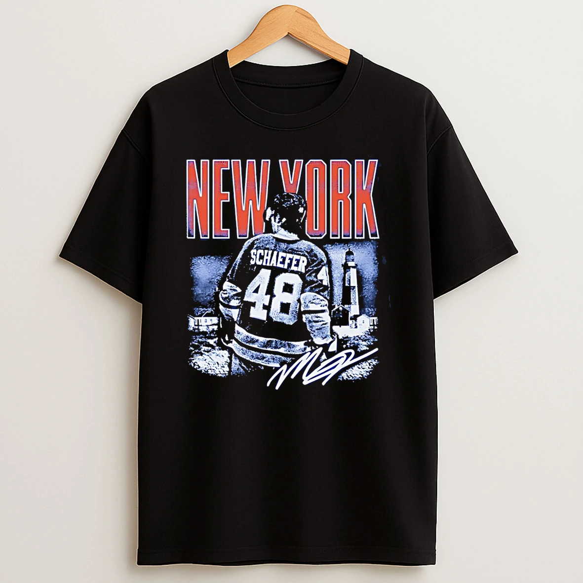 Matthew Schaefer New York Islanders Bitmap Signature T Shirt