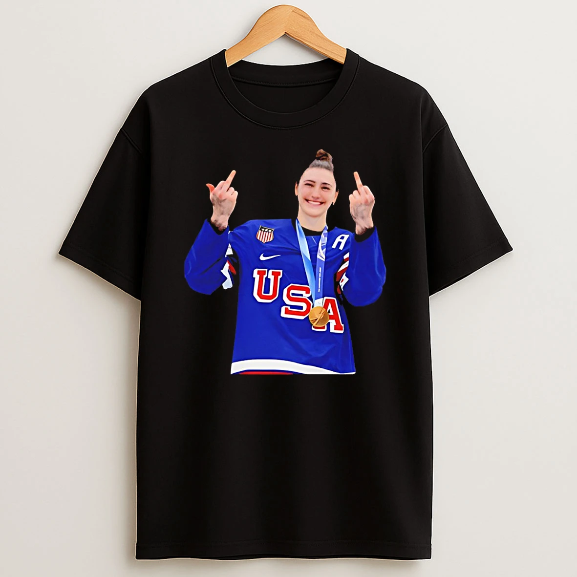 Megan Keller Middle Finger Usa Womens Hockey Olympic 2026 T Shirt
