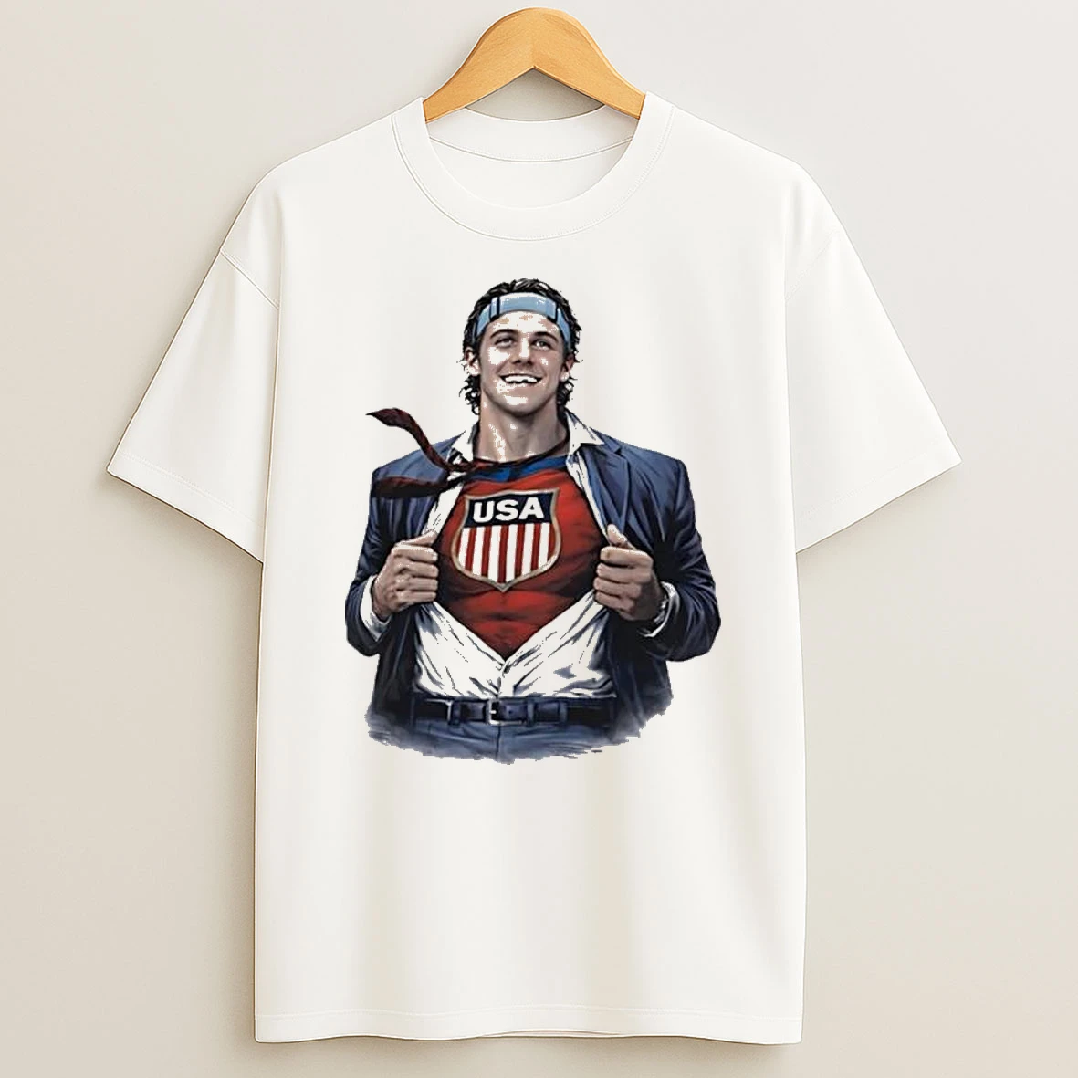 Mens Hockey Usa Golden Goal 2026 Jack Hughes Super Man Parody T Shirt