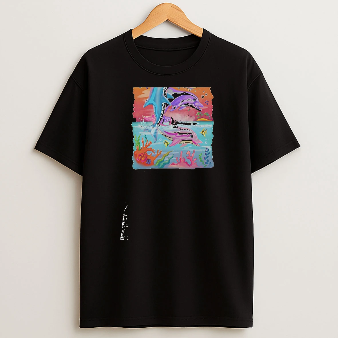 Mentally Im Here Neon Dolphin T Shirt