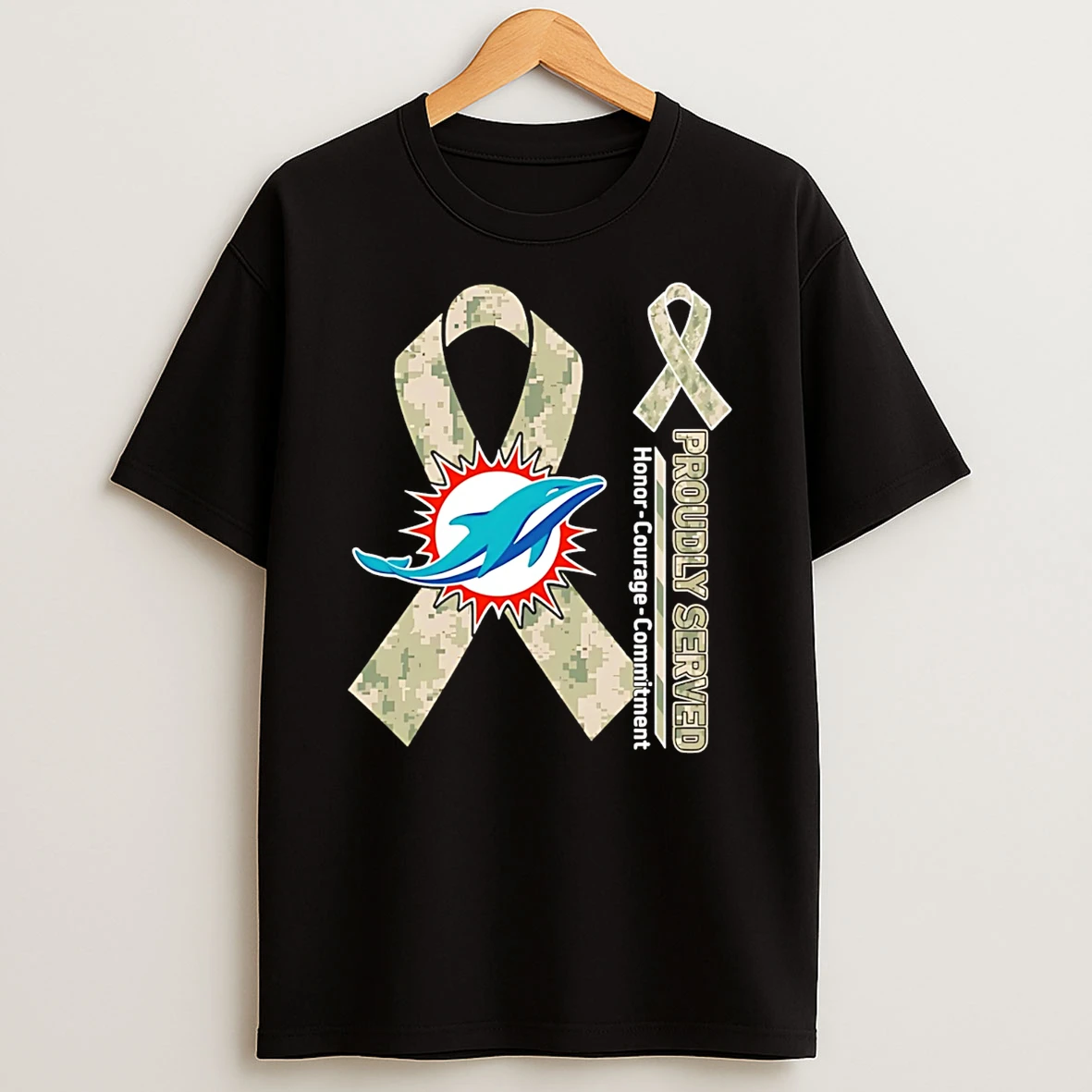 Miami Dolphins Proudly Served Honor Courage Commitment T Shirt