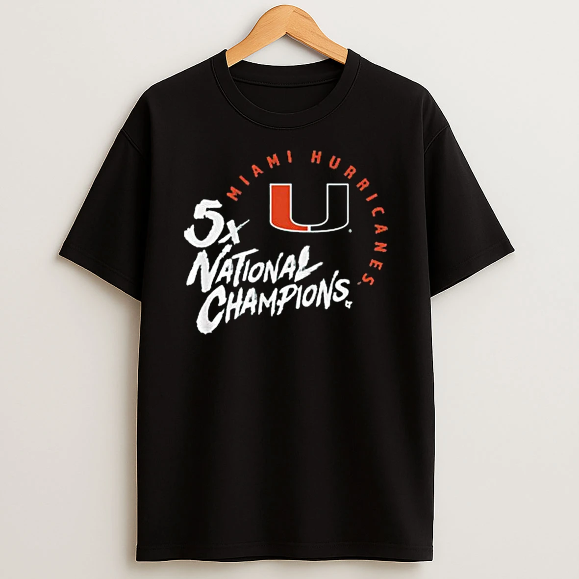Miami Football Five Time National Champions T Shirt