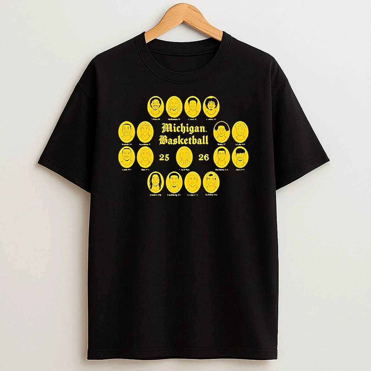 Michigan Wolverines 25 26 Mens Basketball Roster T Shirt
