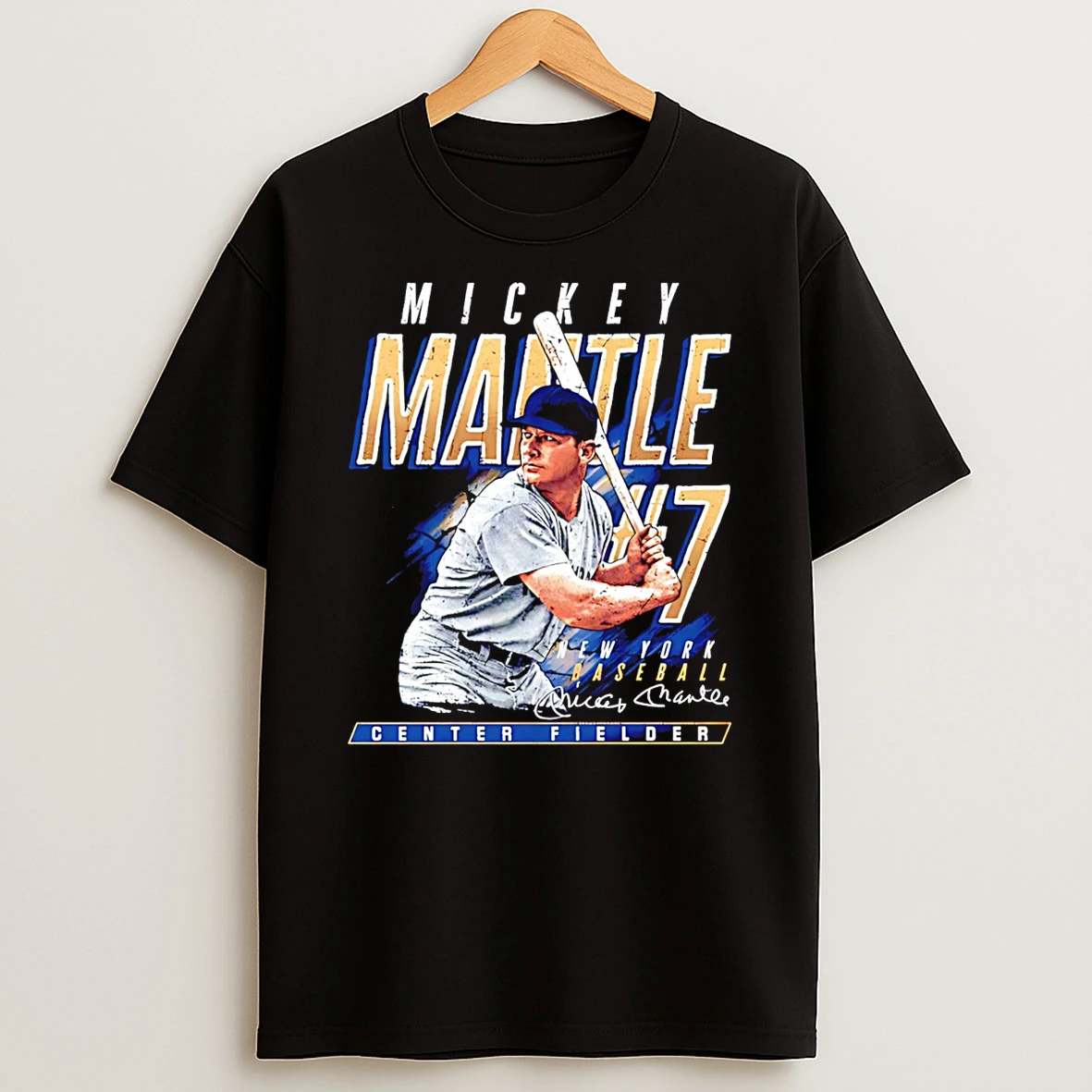 Mickey Mantle New York Yankees Center Fielder Signature T Shirt