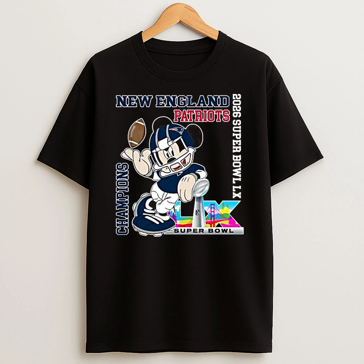 Mickey Mouse New England Patriots 2025 Super Bowl Lx Champions T Shirt
