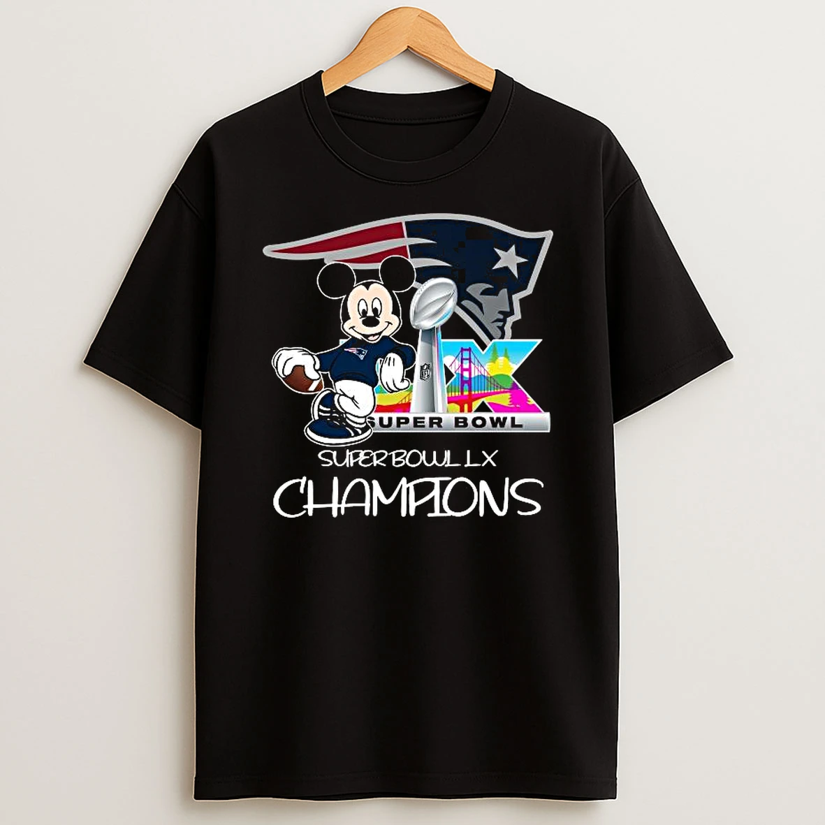 Mickey Mouse New England Patriots Super Bowl Lx 2025 Champions T Shirt