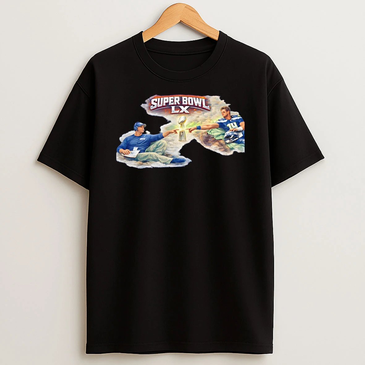 Mike Macdonald Vs Sam Darnold The Creation Of Adam Seattle Seahawks Football Super Bowl Lx T Shirt