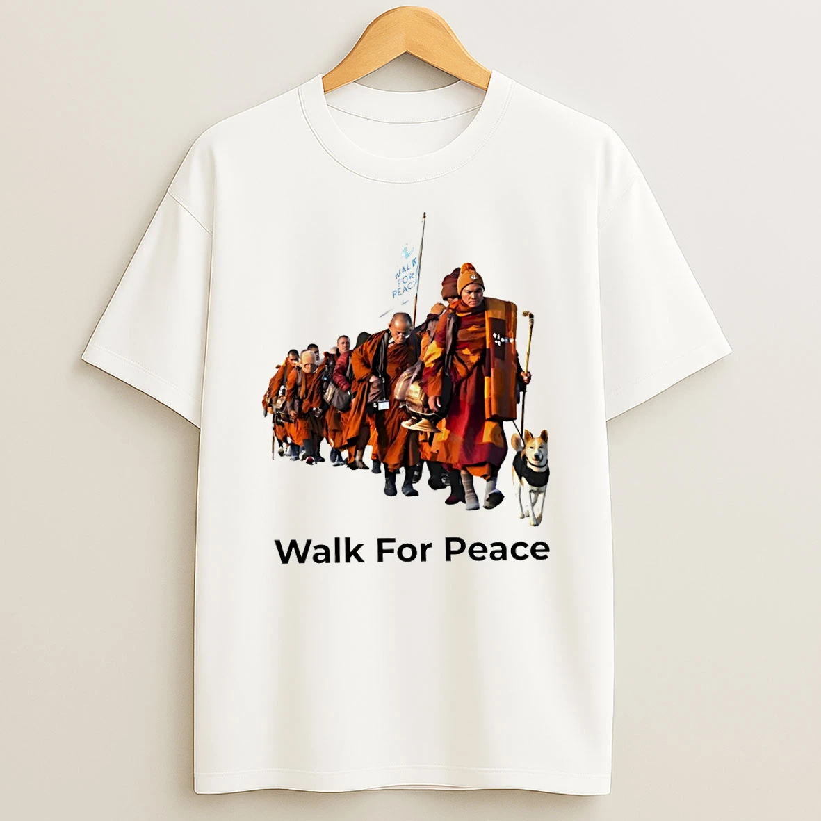 Mindfulness Quote Walk For Peace Monk Vintage T Shirt