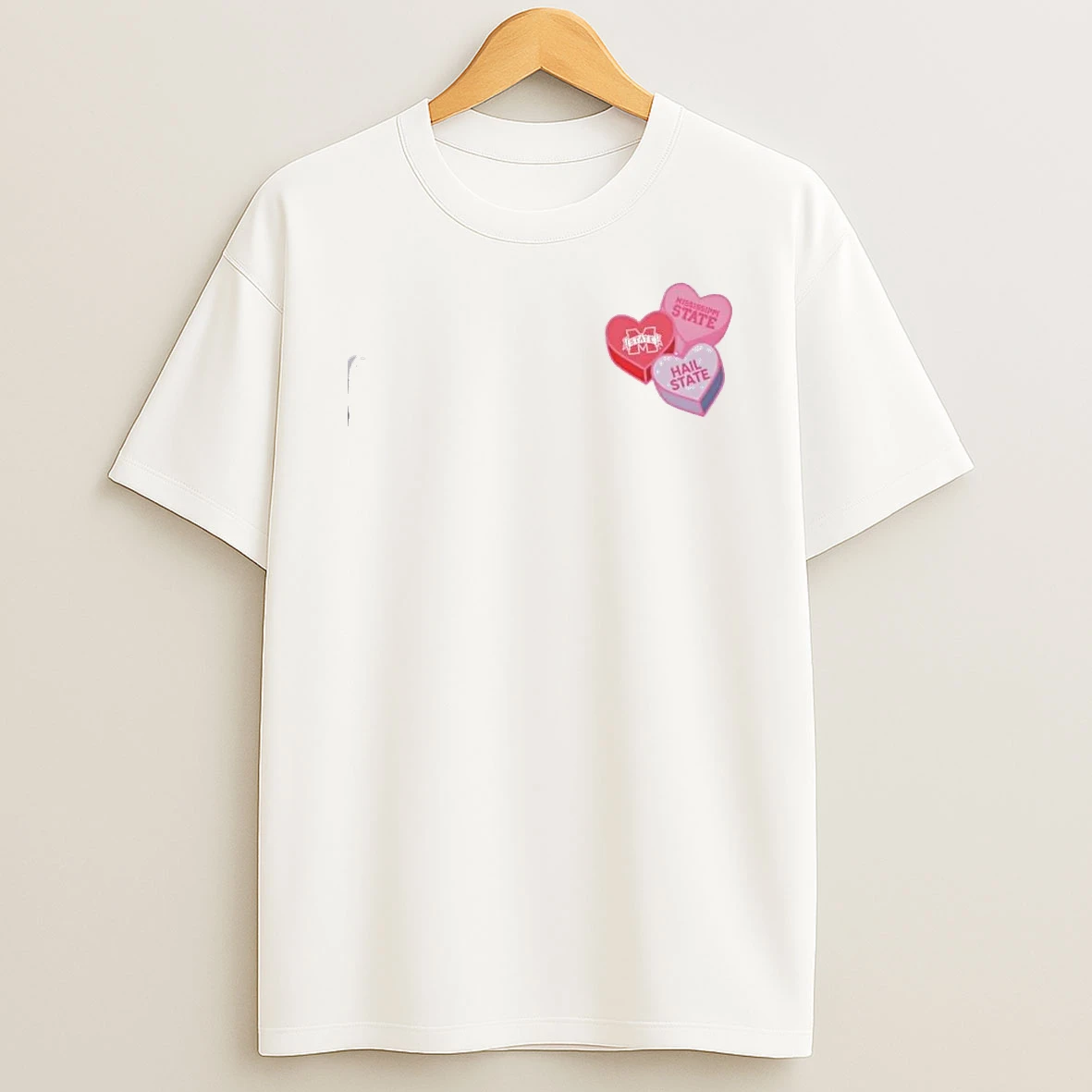 Mississippi State Bulldogs Hail State Candy Heart Valentines Day T Shirt