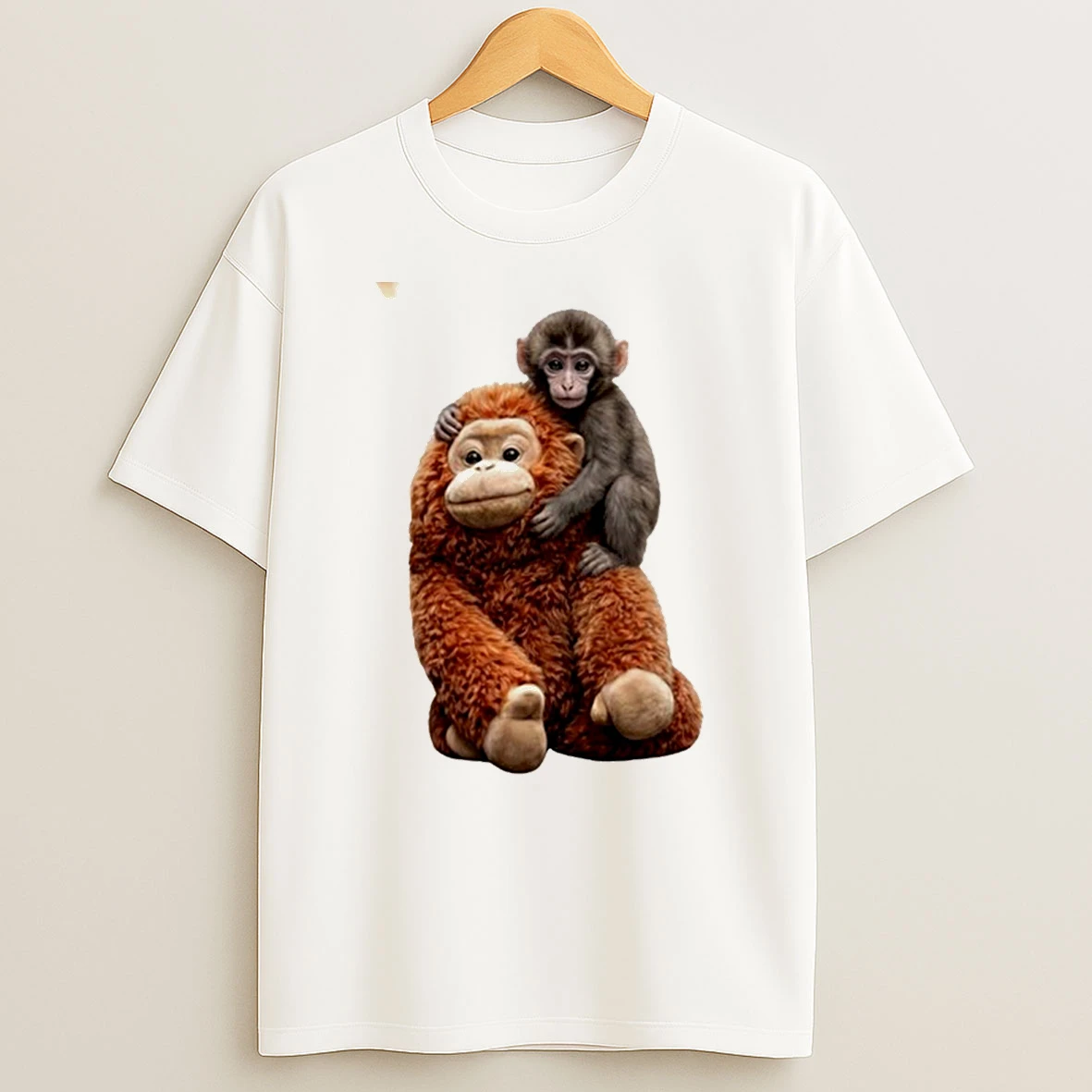 Monkey Punch Baby Monkey Holding Plush Toy Graphic T Shirt