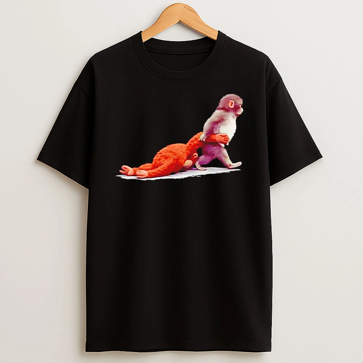 Monkey Punch Baby Monkey Holding Plush Toy T Shirt
