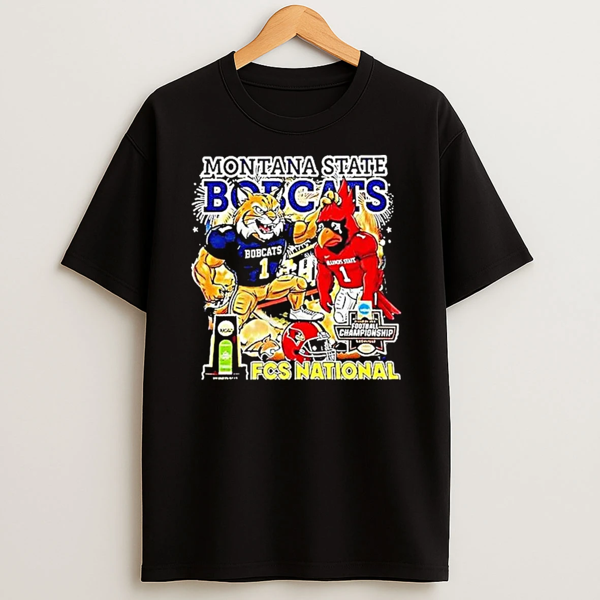 Montana State Bobcats Ncaa Football 2025 Fcs National Champions Firstbank Stadium Mascot T Shirt