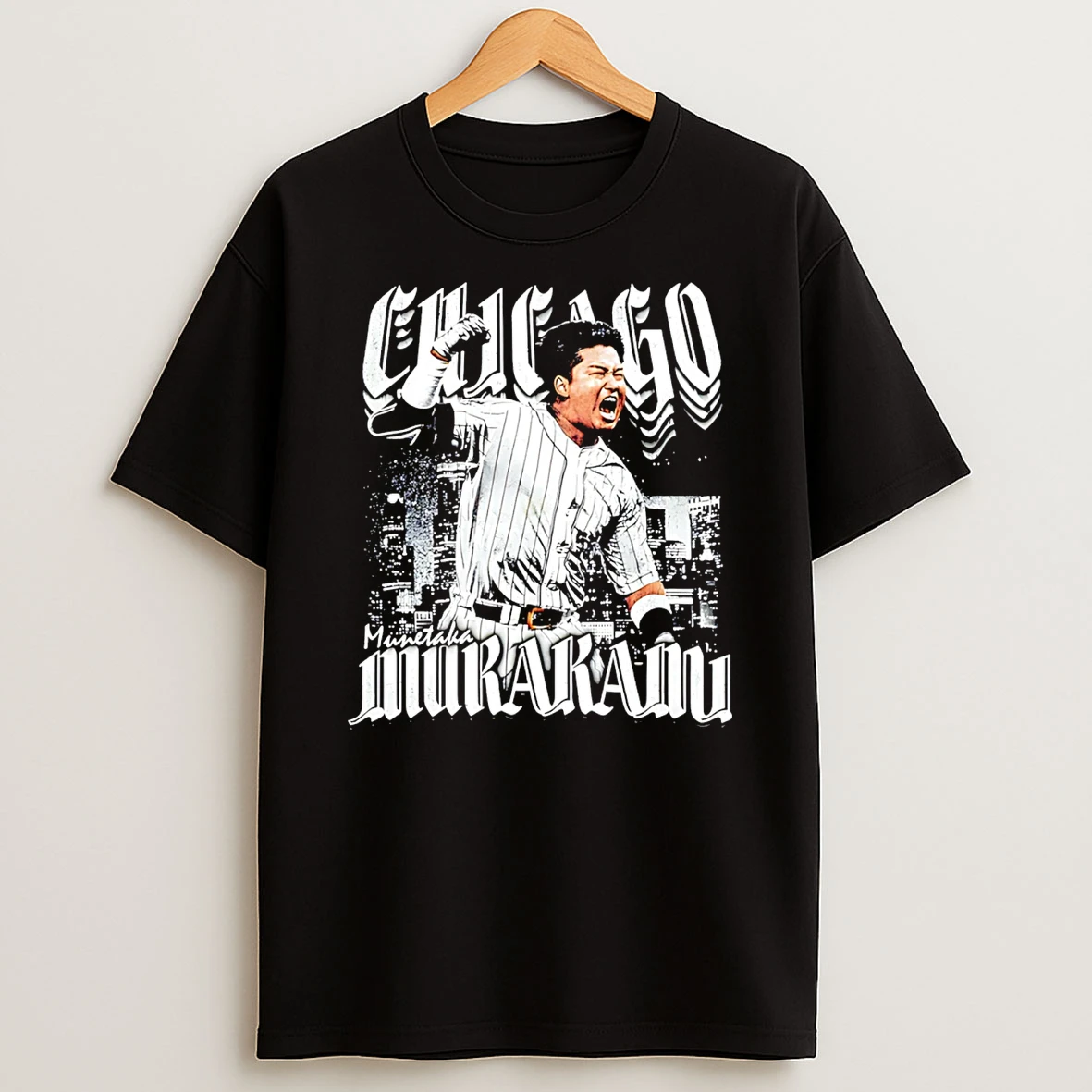 Munetaka Murakami Chicago White Sox Grunge City Skyline T Shirt