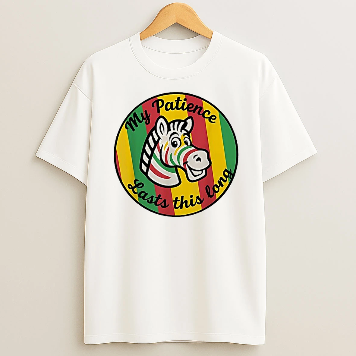 My Patience Lasts This Long Vibrant Retro Zebra Animal Lover T Shirt