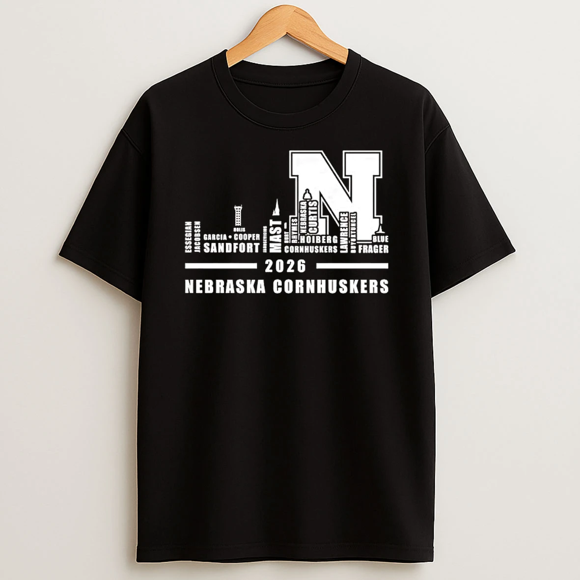 Nebraska Cornhuskers Player Names 2026 Skyline Graphic T Shirt