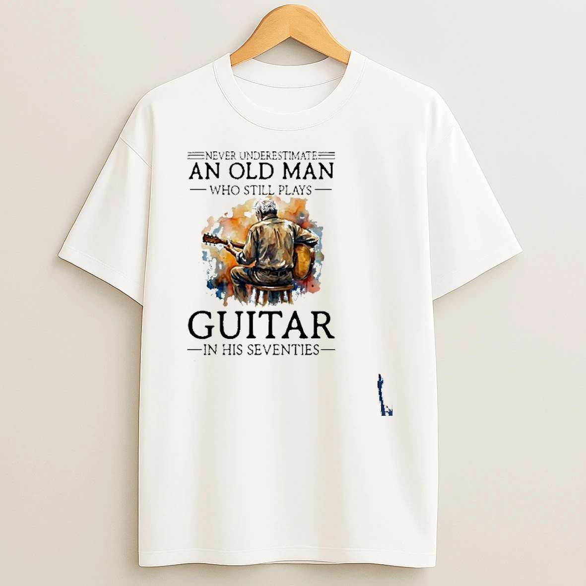 Never Underestimate An Old Man Who Still Plays Guitar In His Seventies 70s T Shirt