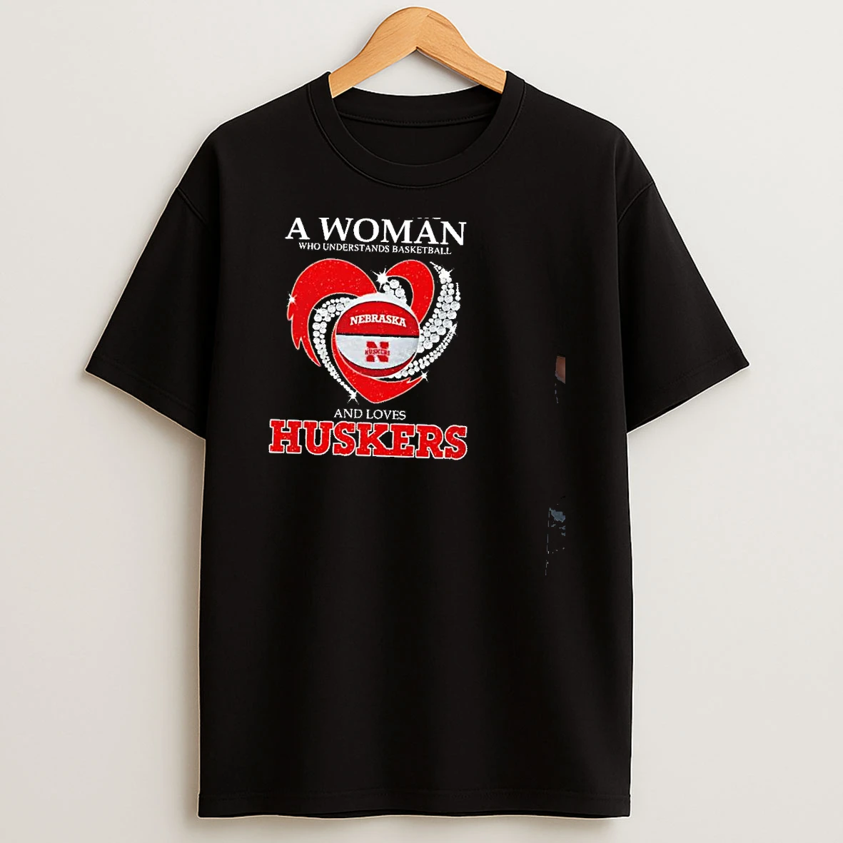 Never Underestimate A Woman Who Understands Basketball Nebraska And Loves Huskers Graphic T Shirt