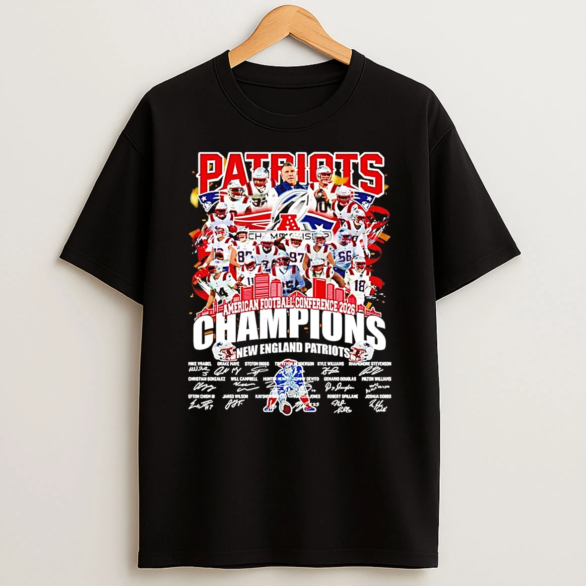 New England Patriots 2026 Afc Champions All Team Graphic T Shirt