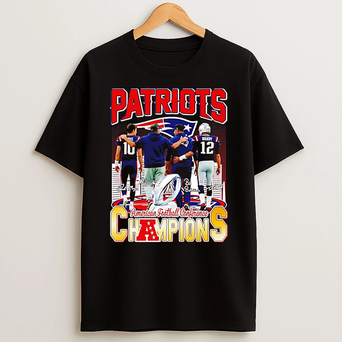 New England Patriots Afc Champions City Skyline T Shirt